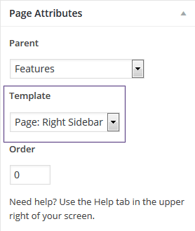 Templates are under Page Attributes